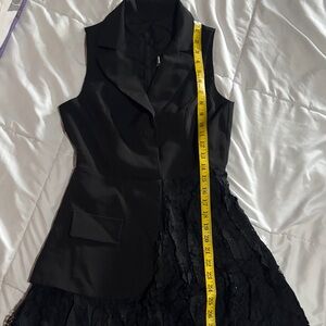 Elegant Black Asymmetrical Dress with Lace Detail